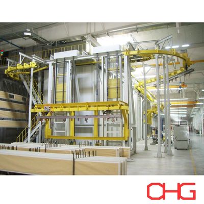 Dòng phủ bột với máy vận chuyển trên cao và nâng để phủ các tủ điều khiển điện thép