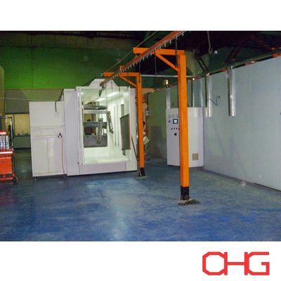 Giá tốt. Dây chuyền sơn tĩnh điện bột kim loại với hệ thống băng tải treo và súng phun thủ công để xử lý chi tiết và tự động hóa trong tương lai trực tuyến